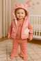 Baby Girl 3-Piece Set with Rabbit Embroidery and Pockets, 100% Cotton. Welsoft Lamb Lining Inside the Coat