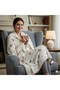 Cream New Year Printed Muslin Tv Blanket / Sofa Throw - 120X170 Cm, Shepherd Stitched - 2