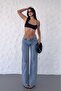 Whatsup Wide Leg Low Waist Women's Jeans - Blue - 2