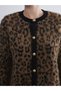 Rmz Gi̇yi̇m Farkiyla Zero Roba Collar Leopard Embroidered Women's Knitwear Cardigan - 3