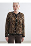 Rmz Gi̇yi̇m Farkiyla Zero Roba Collar Leopard Embroidered Women's Knitwear Cardigan