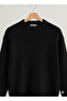 Men's Black Oversized Crew Neck Corded Fabric Long Sleeve Knitwear Sweater - 3