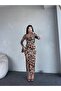 Backless Slit Gloplu Maxi Size Dress - 3