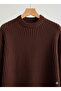 Men's Brown Oversized Crew Neck Corded Fabric Long Sleeve Knitwear Sweater - 3