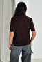 Women's Polo Neck Buttoned Scarf Detail Knit Sweater – Retro Accent - 5