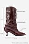 Crow Burgundy Print Pointed Toe Women's Heeled Short Boots - 6