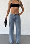 Whatsup Wide Leg Low Waist Women's Jeans - Blue - 6