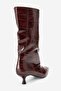 Crow Burgundy Print Pointed Toe Women's Heeled Short Boots - 5