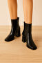 Women's Black Patent Leather Square Front Side Zipper Boots - 2