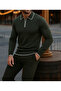 Men's Casual Long Sleeve Khaki Polo Neck Sweater - 4