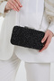 Black Stone Shoulder and Hand Women's Evening Dress Bag / Women's Wedding Engagement and Evening Bag - 6