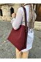 Suede Buckle Detailed Tan Large Size Women's Shopper Shoulder Bag - 5