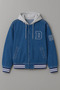 Men's Oversized Hooded Blue Denim College Coat - 5
