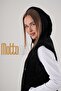 Black Hooded Welsoft Zippered Women's Plush Vest with Pockets, Warm Furry Winter Coat Look