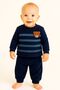 Striped Teddy Bear Printed Winter Unisex Fleece Baby Set Girl and Boy Baby Fleece 1-4 Years - 2