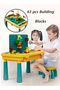 Children's activity table and chair set, 63 pieces, with storage space.