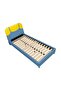 Bello 90x200 Upholstered Kids Bed in Blue & Yellow - Stylish Engineered Wood & Faux Leather - 5