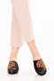 Women's Genuine Leather Wedge Heel Leopard Detailed Sabo Slippers Özl.81 Tan Leopard - 6
