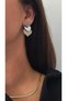 Special series serrated plate triple heart earrings - 2