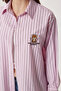 Embroidered Striped Oversized Poplin Shirt Lxa0008 Pink - 4