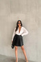 Women's Soft Leather Side Zipper Pleated Skirt - 3