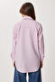 Embroidered Striped Oversized Poplin Shirt Lxa0008 Pink - 5