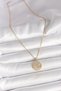 316L Steel Gold Color Chain Zircon Stone Embroidered Blue Stone Detailed Medallion Model Women's Necklace - 2