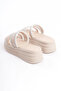 Elise Flat Heeled Striped Stone Thick and Orthopedic Sole Women's Slippers Ckt - Cream - 5