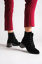 Diana lace-up zippered orthopedic sole heeled suede women's boot sst - black - 3