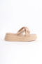 Clara Flat Heeled Ribbon Patterned Stone Thick and Orthopedic Sole Women's Slippers Ctt - Skin - 6