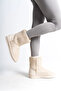 Selina laceless flat sole fur lined suede women's boot skt - cream - 4