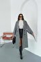 Women's Gray Lacing Detailed Lined Oversize Coat Mlb096 - 2