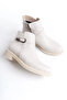 Almila Zippered Elastic Orthopedic Sole Heeled Women's Boots Ckt - Cream - 5