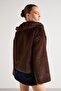 Women's Brown Detachable Collar Design Fur Coat 30082 - 6