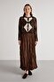 Women's Brown Suede Long Elastic Waist Skirt 30104 - 3