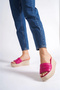 Reina Wedge Heeled Orthopedic Sole Straw Look Women's Slippers Ckt - Fuchsia - 3
