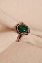 Green Agate Stone Oval Adjustable Copper Ring
