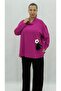 Plus Size Wide Fit Floral Bow Tie High Neck Women's Tracksuit Set - 2