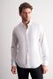 White Buttoned Collar Knitted Long Sleeve Product Slim Fit Stretchy Shirt 1004255270