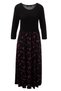 Women's Plus Size Black, 3/4 Sleeve, Elastic Detail at Waist, Floral Print Skirt, Viscose Dress 65N39237 - 6
