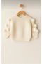 Pom-pom ecru knit sweater - 3