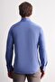 Blue Button Collar Knitted Long Sleeve Product Slim Fit Stretchy Shirt 1004255270 - 5