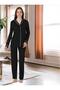 Women's Black Special Design Buttoned Front Polka Dot Long Sleeve Maternity Pajama Set Effortt - 2
