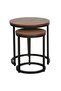 Asgard Set of 2 Round Nesting Tables – Walnut & Black Elegant Living Room Tables - 3