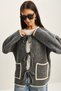 Women's Gray Melange Front Tie Pocket Detailed Knitwear Cardigan 60283827 - 3