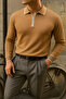 Men's Casual Striped Trendy Brown Polo Neck Sweater - 4