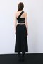 Elastic Waist Midi Length Black Knit Skirt - 6