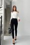 High Waist Skinny Leggings with Decorative Pockets for Women - Black - 4