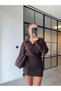 Drape Detail High Waist Thick Buckle Fabric Skirt Loose Fit Cuff Sleeve Shirt Blouse Two-Piece Set - 2