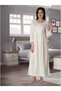 Women's Ecru Lace Detailed Stylish Design Half Sleeve Full Length Maternity Nightgown Effortt - 4